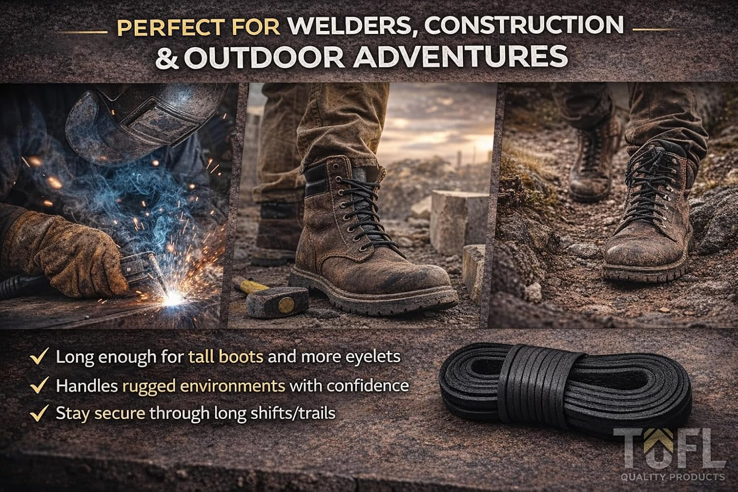 Leather Boot Laces|1/8 Inch Thick 72 Inches Long|2 Leather Strips [1 Pair]