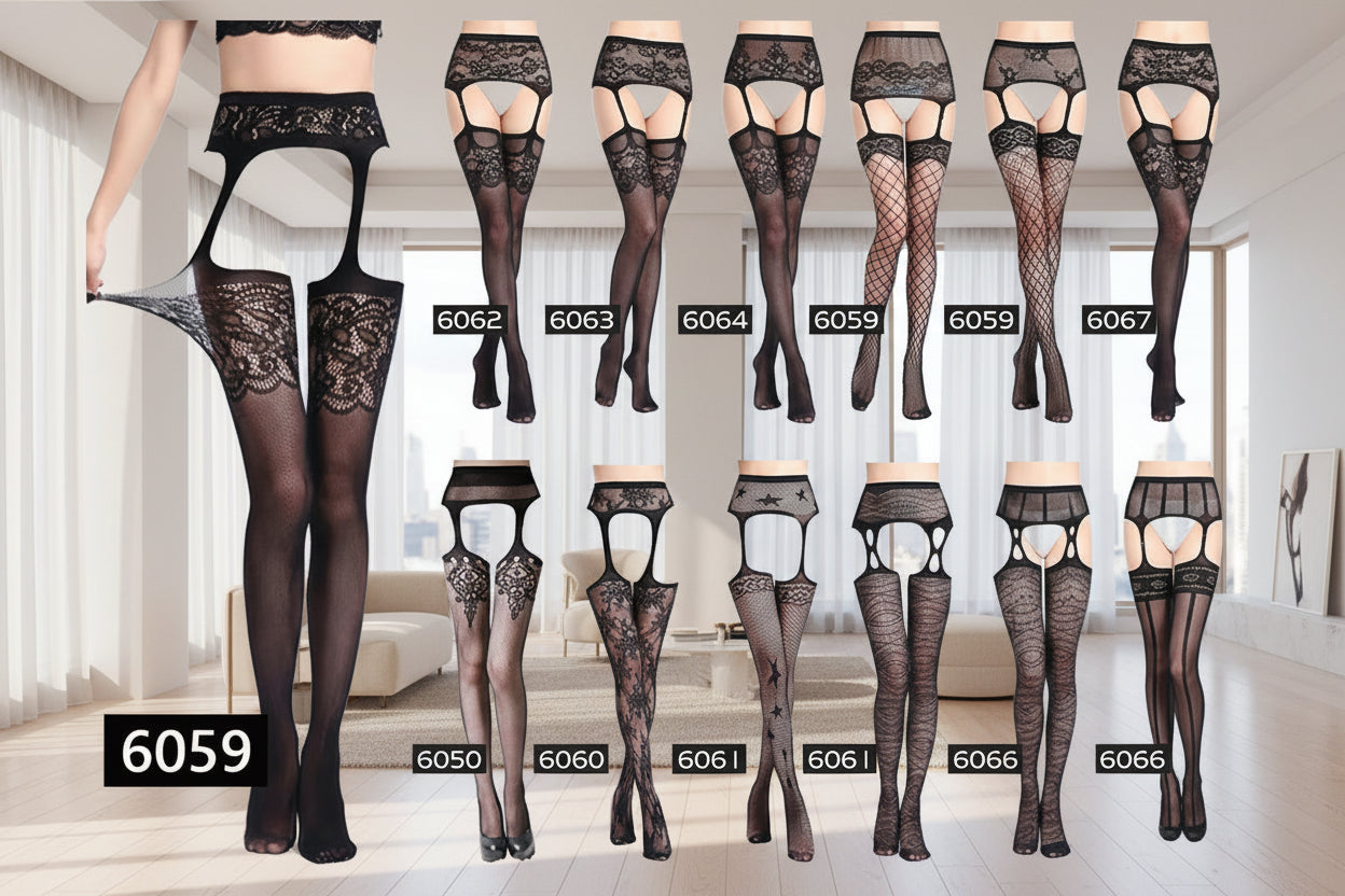 Women Sexy Lingerie Stockings Garter Belt Stripe Elastic Stockings Black Fishnet Stocking Thigh Sheer Tights Pantyhose Dropship