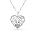 925 Sterling Silver Light-Weight CZ Filigree Heart Pendant Necklace Jewelry Gifts for Women and Teen 18" Inch